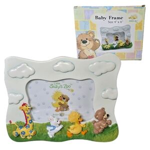 LITTLE SUZY'S ZOO Photo Frame Running Characters Baby Nursery Decor 4" x 6" NEW